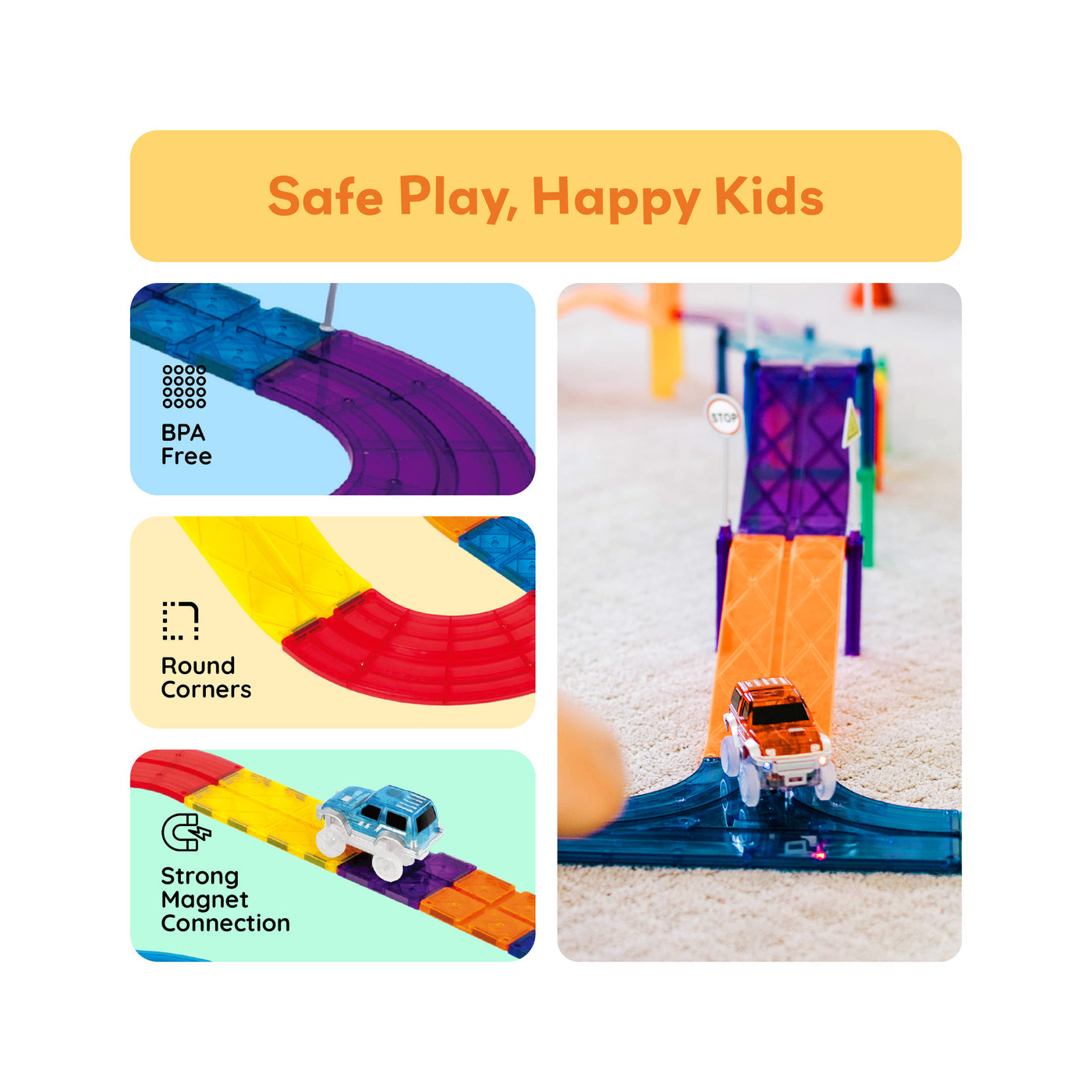 PicassoTiles Magnetic Race Car Track