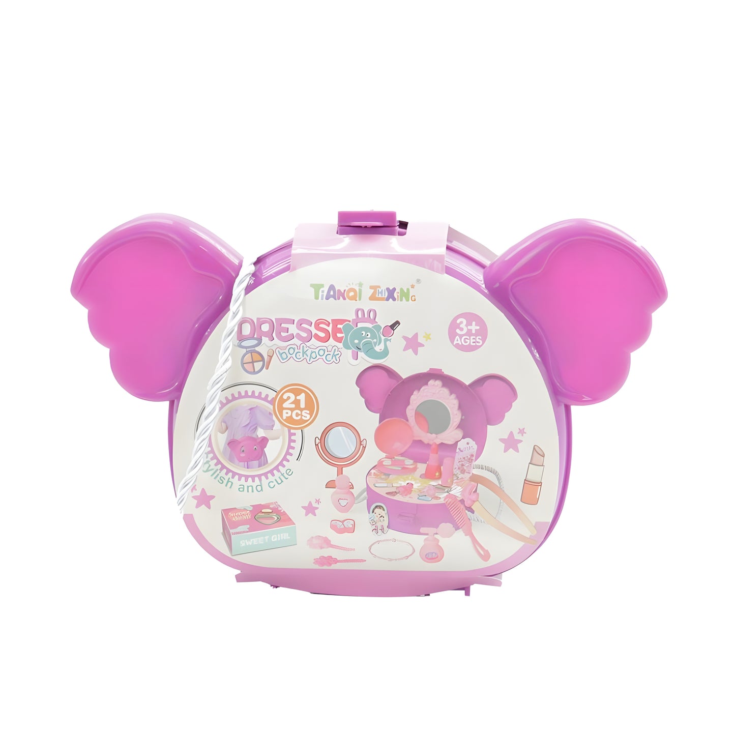 21-Piece Beauty Dresser Set for Girls Portable Vanity Playset
