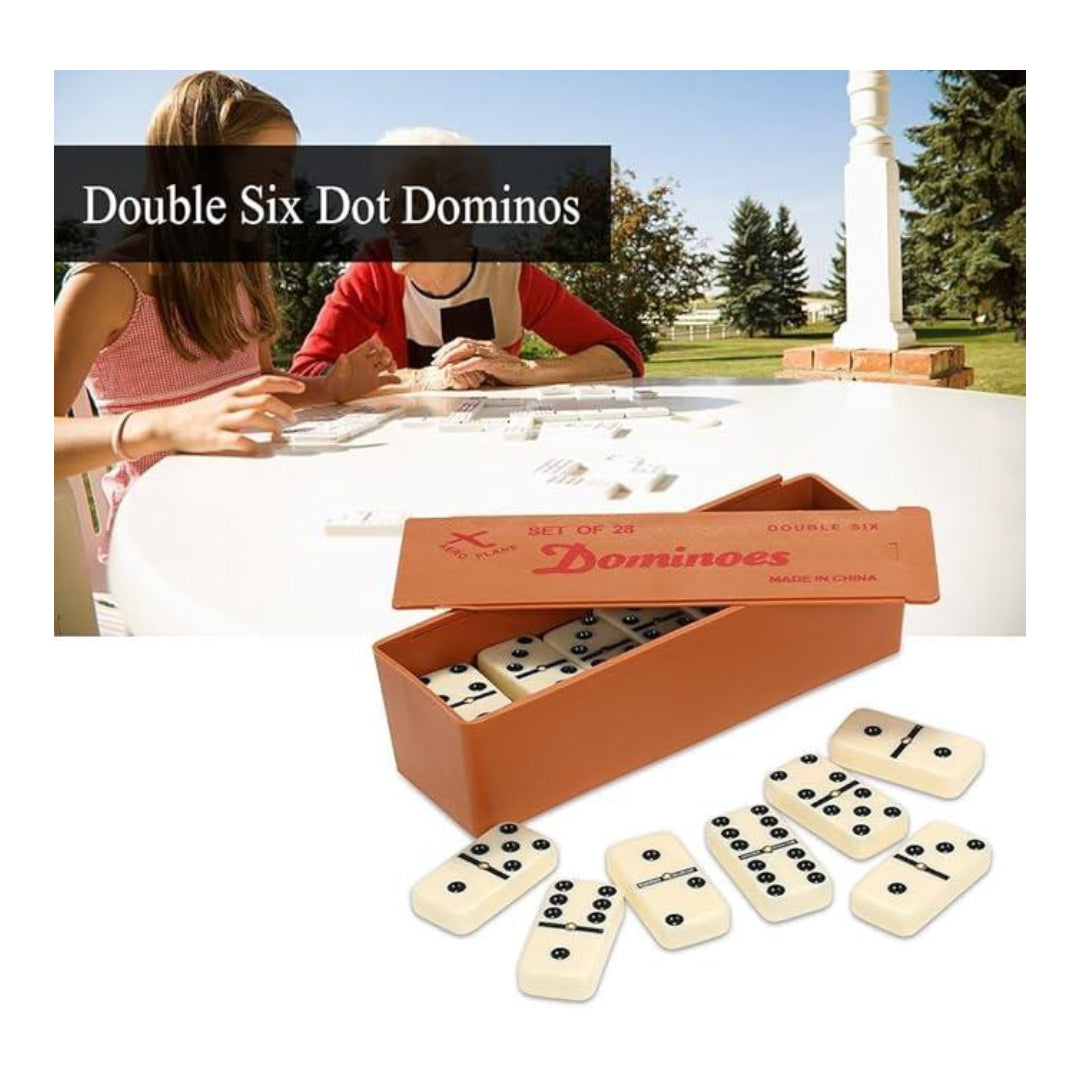 Classic Dominoes Set Double-Six, 28 Pieces with Case
