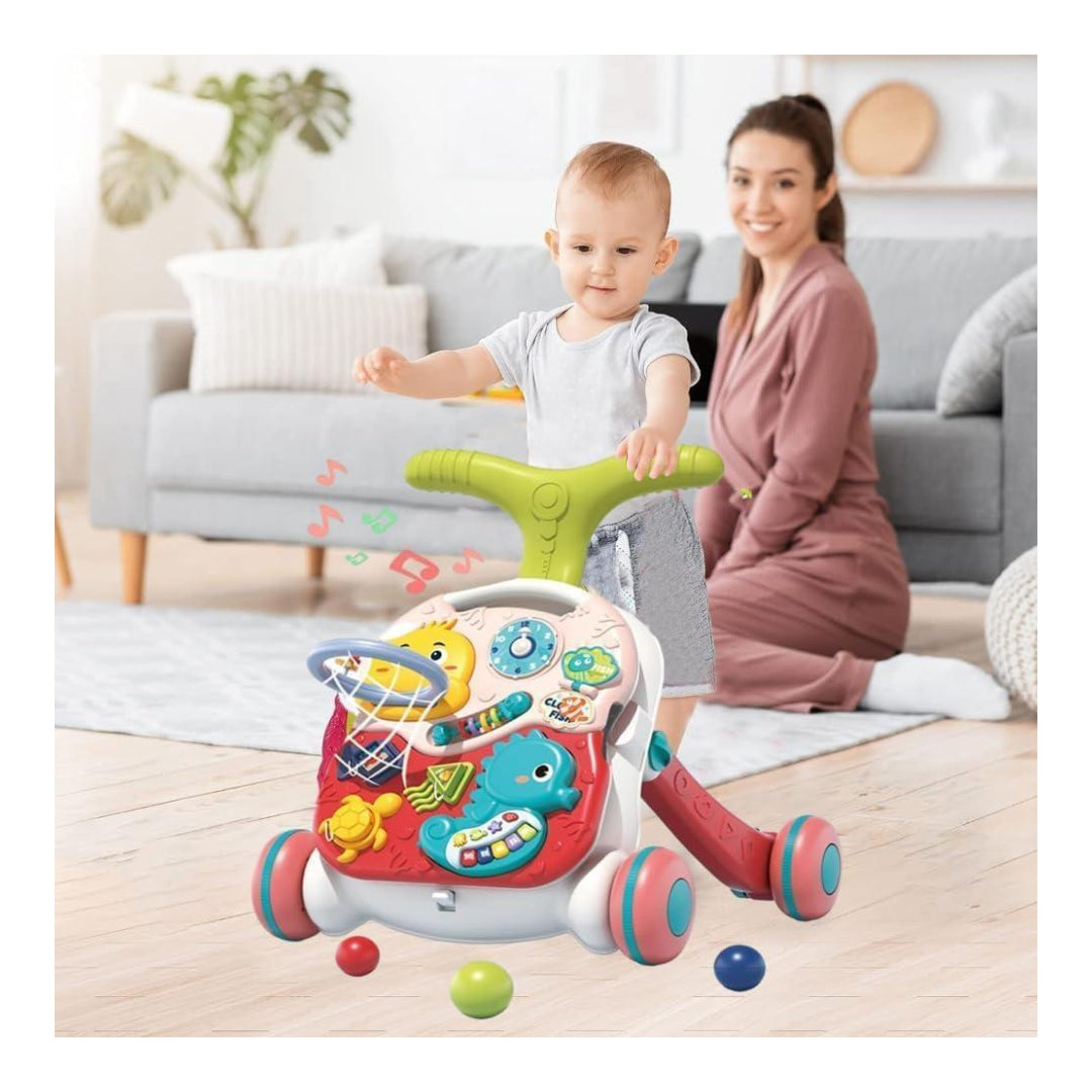 3 In1 Musical Stroller Push Walker , Game Table And Game Board