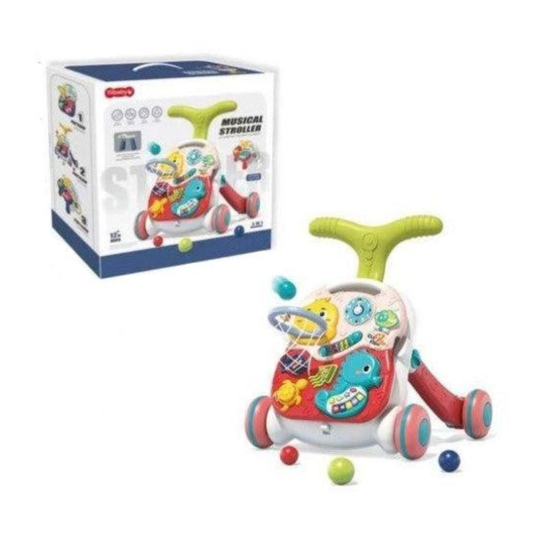 3 In1 Musical Stroller Push Walker , Game Table And Game Board