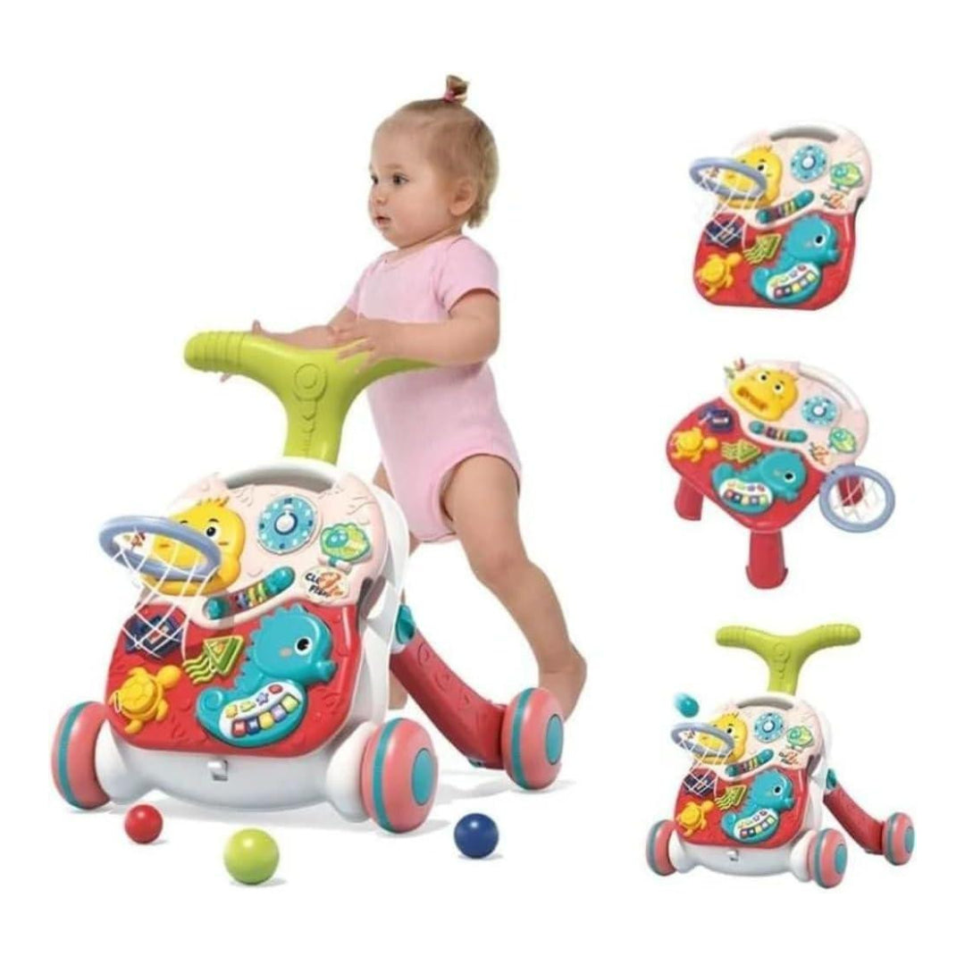 3 In1 Musical Stroller Push Walker , Game Table And Game Board