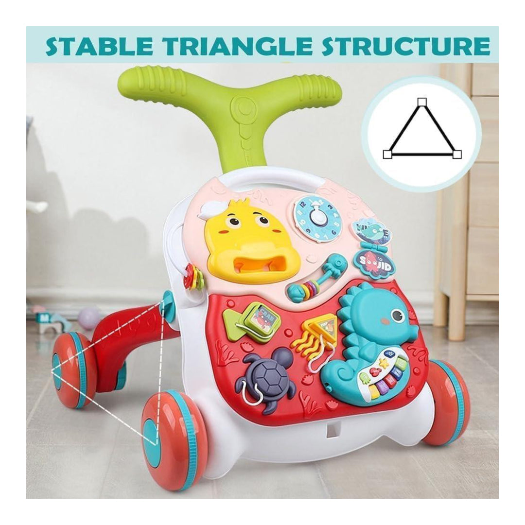 3 In1 Musical Stroller Push Walker , Game Table And Game Board