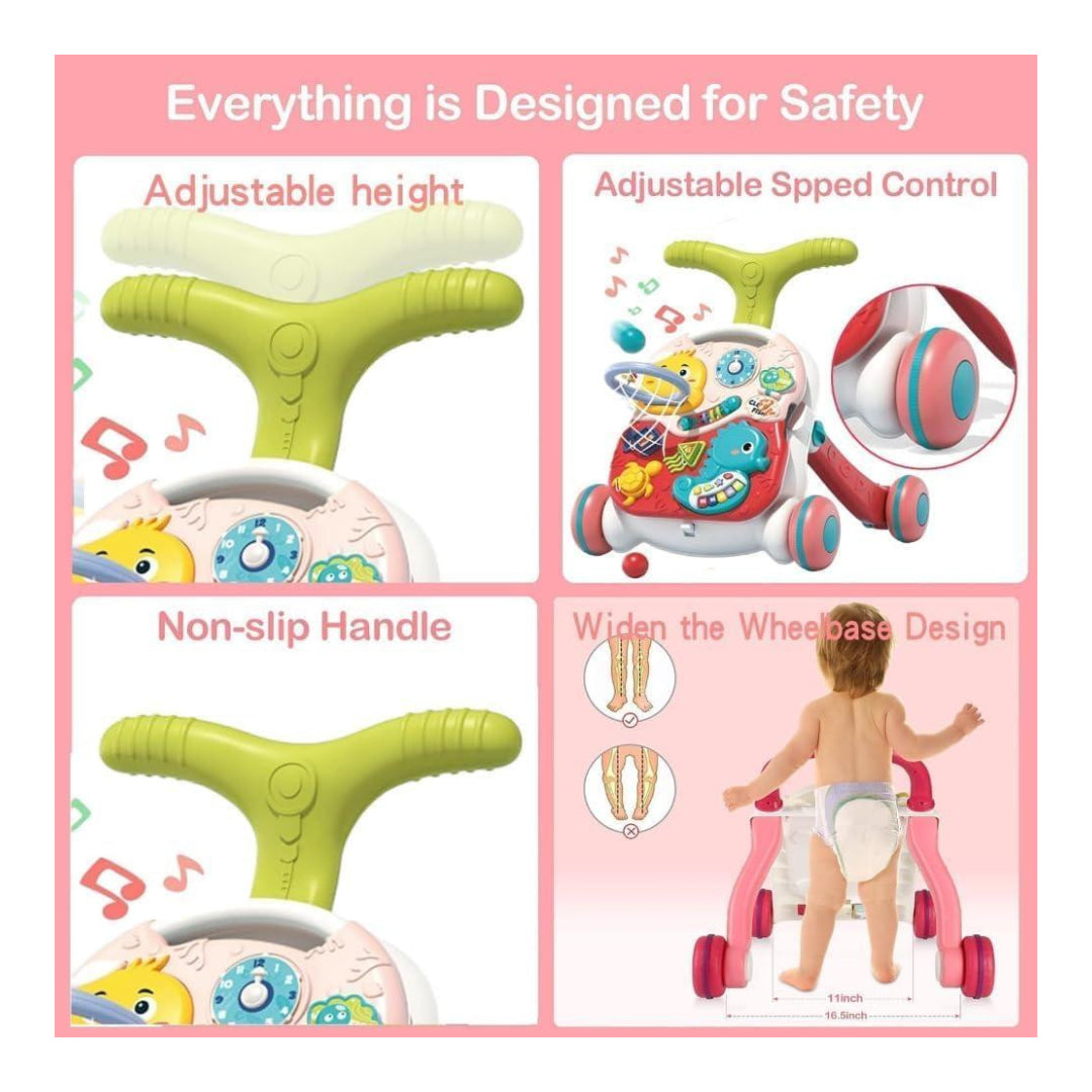 3 In1 Musical Stroller Push Walker , Game Table And Game Board