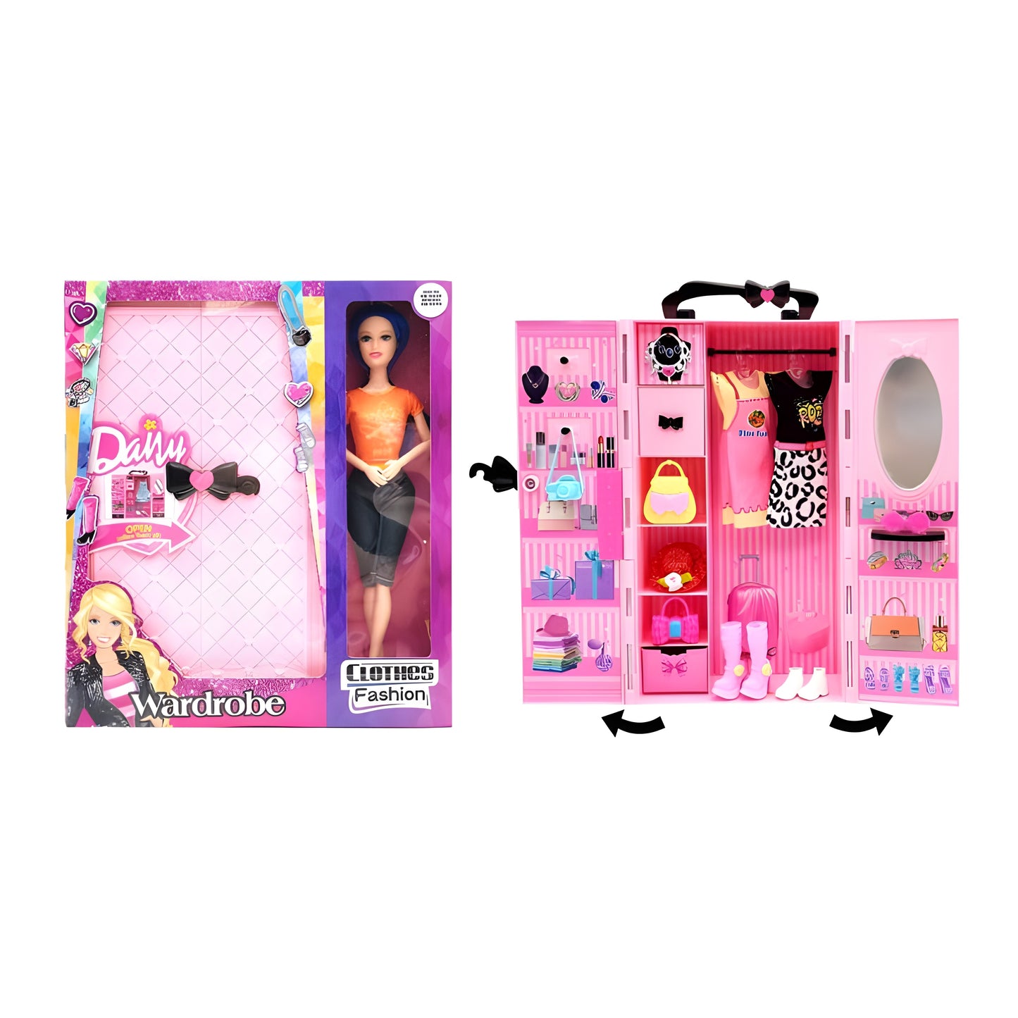 Cute Wardrobe & Doll Set.