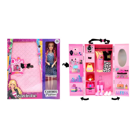 Cute Wardrobe & Doll Set.