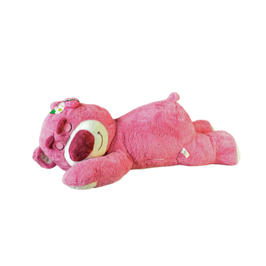 Cute Sleeping Strawberry Bear Plush Pillow.