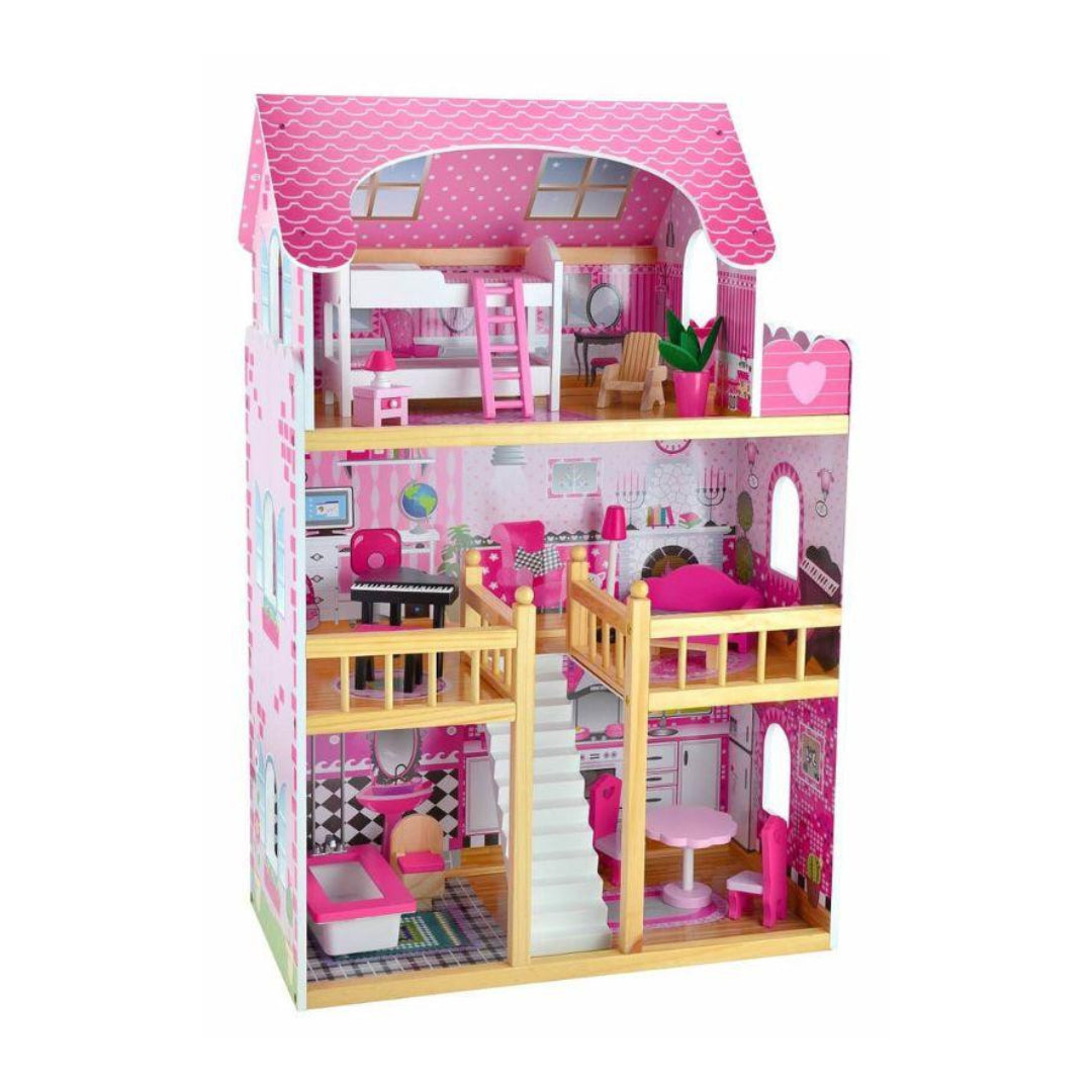 3-Storey Large Mansion Kids Wooden Dolls House