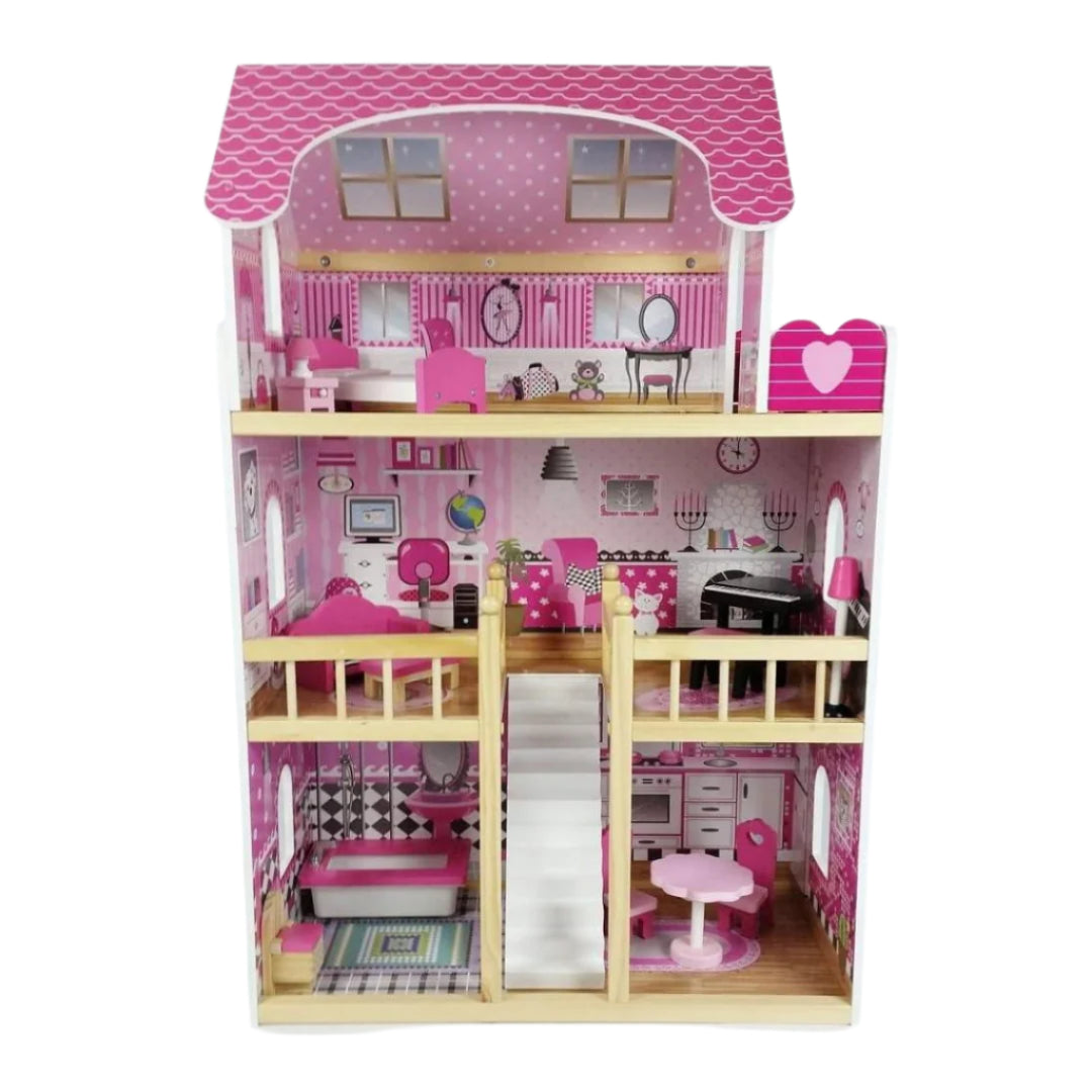 3-Storey Large Mansion Kids Wooden Dolls House