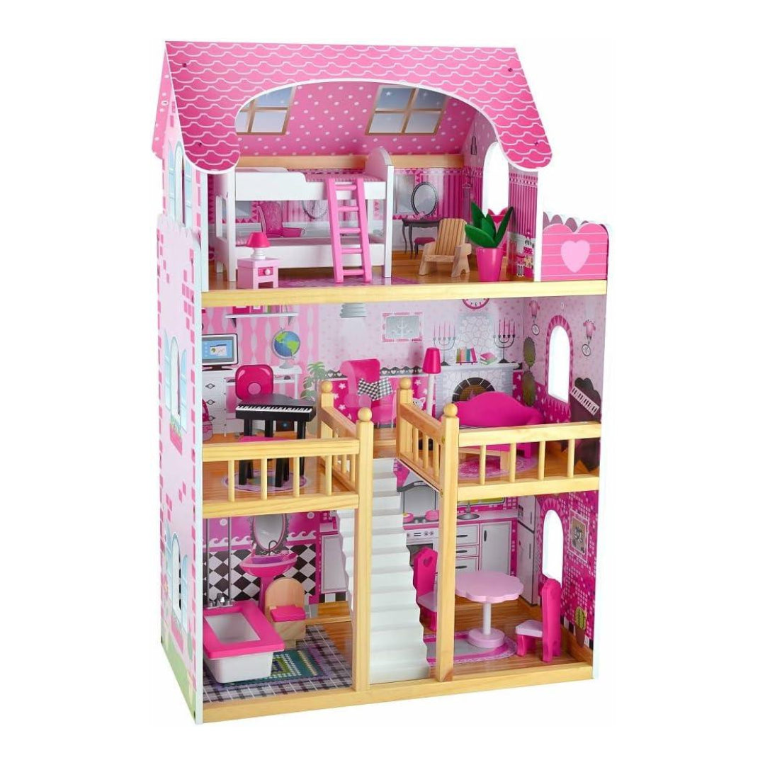 3-Storey Large Mansion Kids Wooden Dolls House