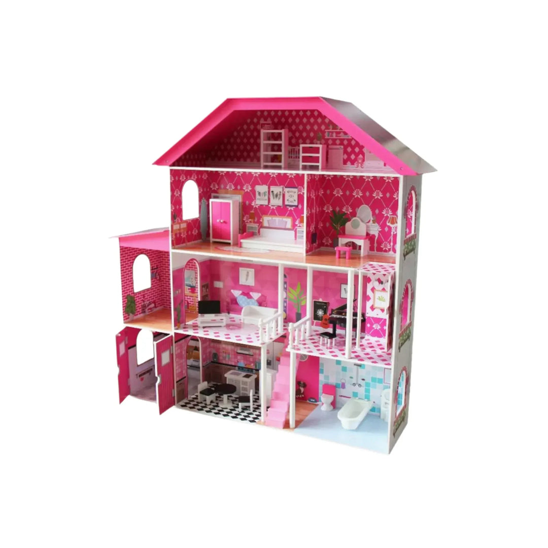 Little Angel Wooden Doll House Pretend Play Furniture Set