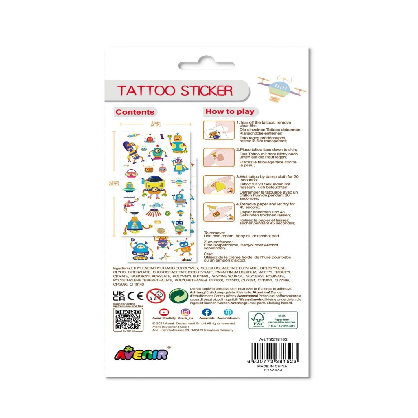 Avenir - TemporaryTattoos 50pcs Robot