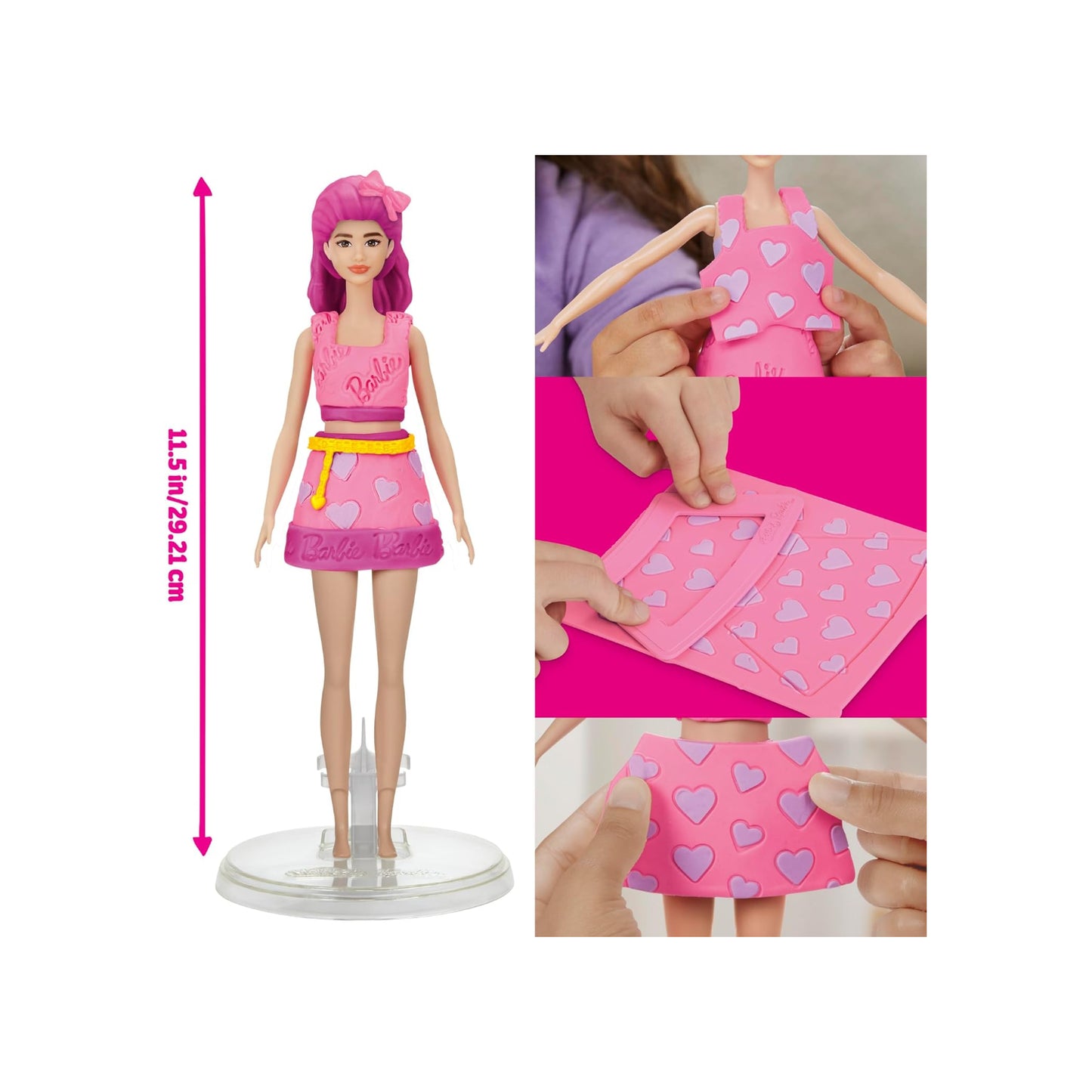 Play-Doh Barbie Hearts and Hair Set, Make Doll Clothes with Modeling Compound