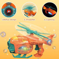 Bubble Blower Toy, Safe Sound Light Helicopter Shape - Superpanda