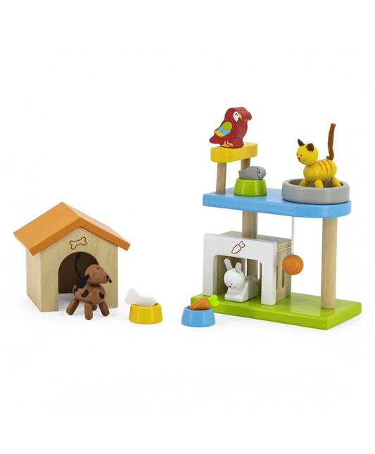 PlaySet حيوانات الأليفة - الكلب ، القط ، الأرنب والببغاء