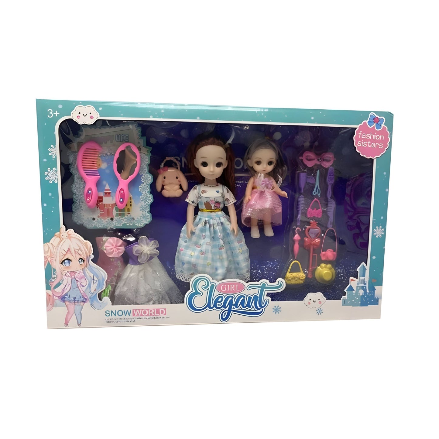 Elegant Fashion Sisters Doll Set - Superpanda