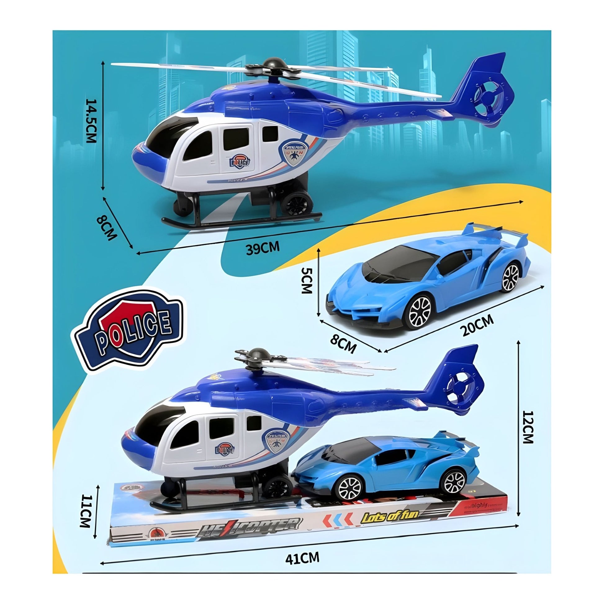 Helicopter and Lamborghini Car Toy Set - Superpanda