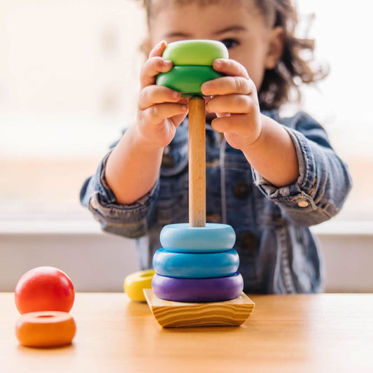 Melissa & Doug Rainbow Stacker Wooden Ring Educational Toy - Superpanda