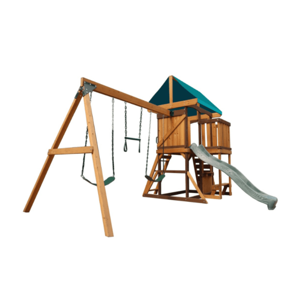 Mount Peak Logan Swing Set & Playhouse with Balcony - Superpanda