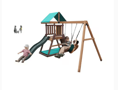 Mount Peak Matterhorn Swing Set & Playhouse - Superpanda