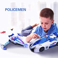 Police Vehicles Aircraft Toys with Automatic Transformation. - Superpanda