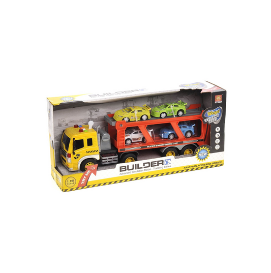 Wenyi Bruder 1:16 Friction Auto-Transport Trailer Truck