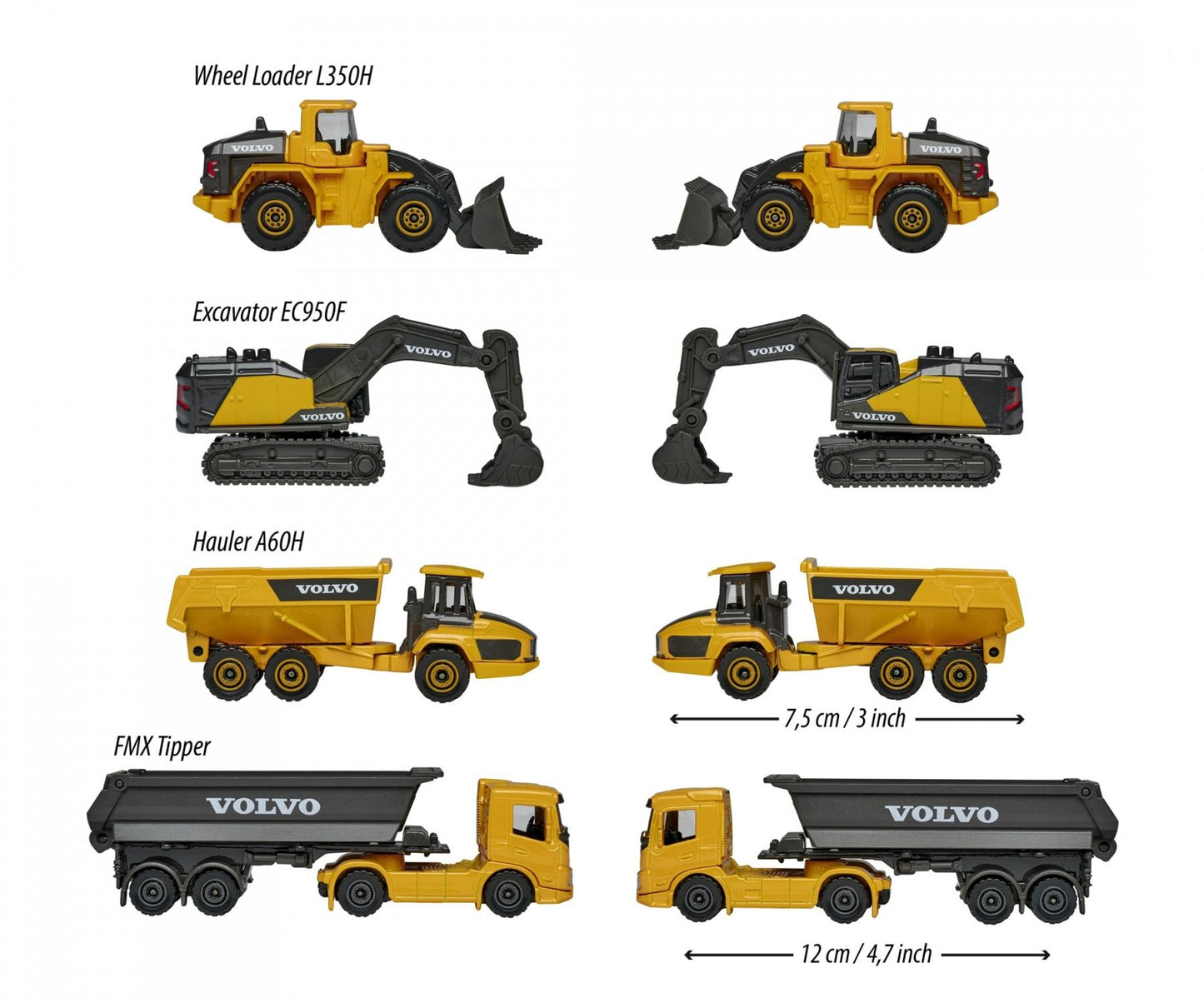 Majorette Volvo Construction 4 Pieces Cars Set