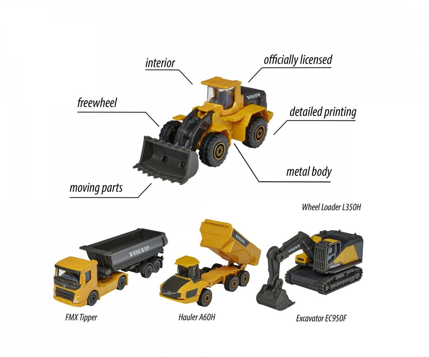Majorette Volvo Construction 4 Pieces Cars Set