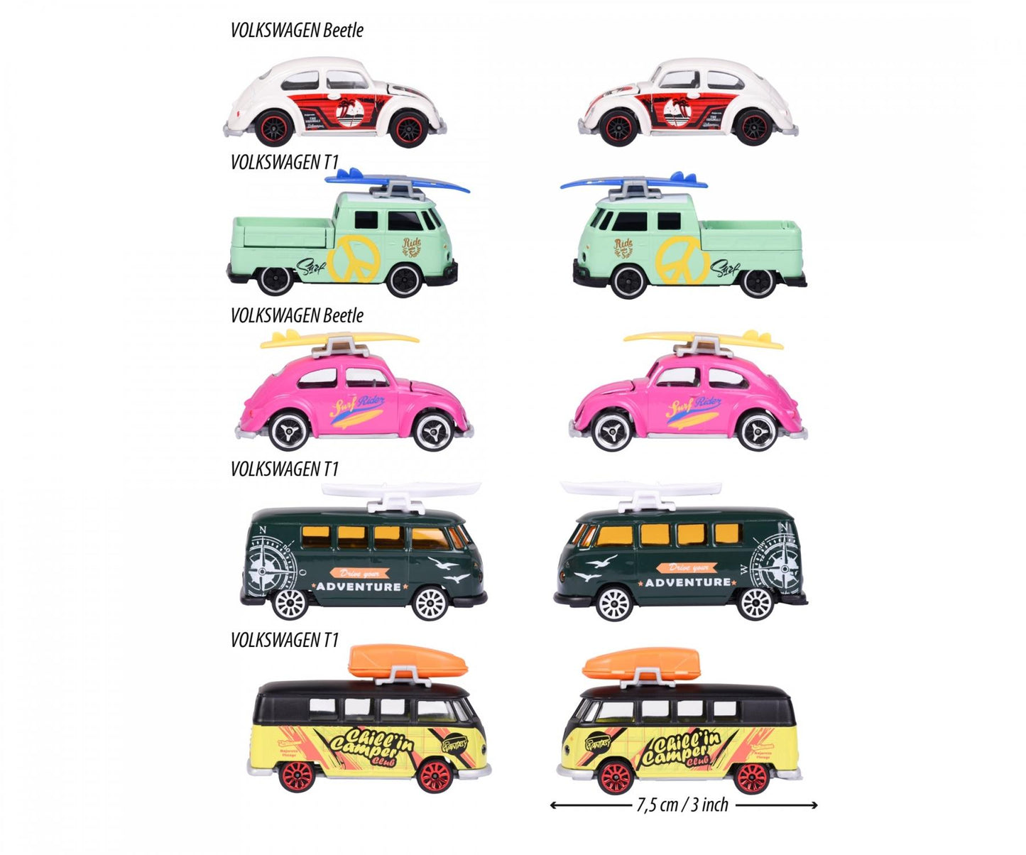 Majorette Genuine Volkswagen Die-Cast 5-Piece Car Set