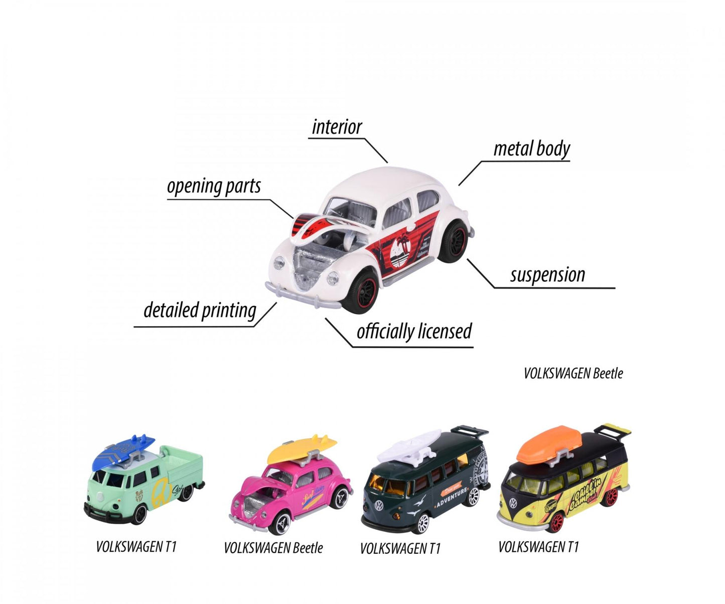 Majorette Genuine Volkswagen Die-Cast 5-Piece Car Set